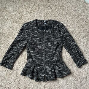 H&M Black and Gray Textured Blazer